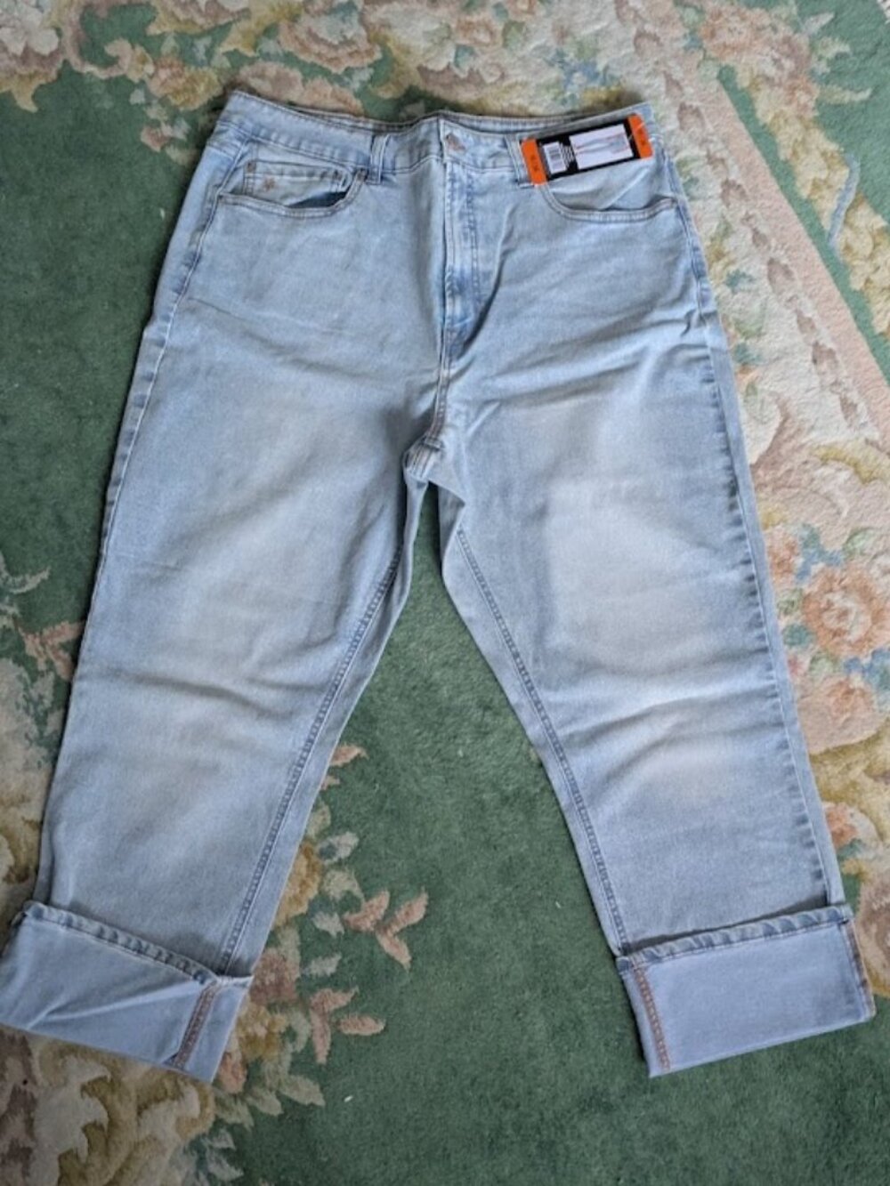 NEW FRYE Women Sz 16/34 Jeans Light Wash Stevie High Rise Cuffed 67% Cotton NWT